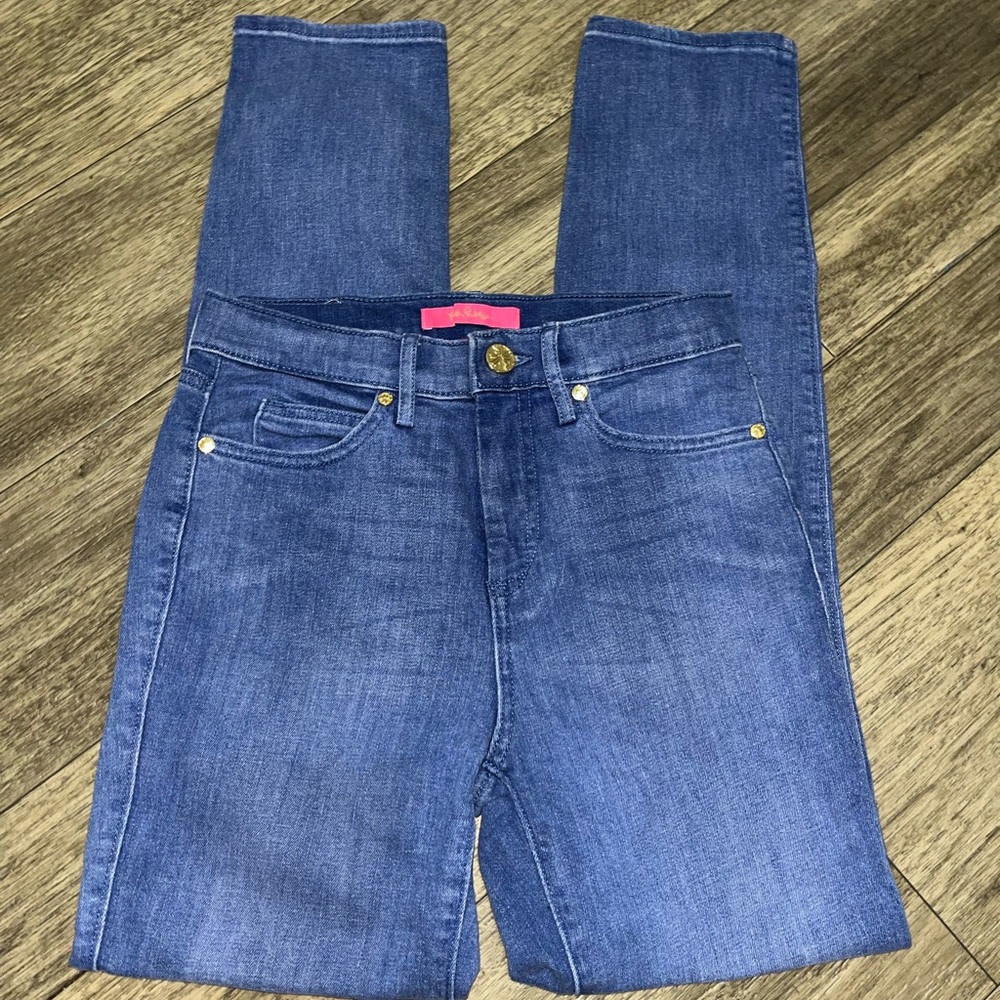 Lilly Pulitzer South Ocean High Rise Jeans Caribbean Blues Wash